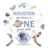 Aperturee - Aperturee Houston We Have A One Year Old Round Birthday Backdrop